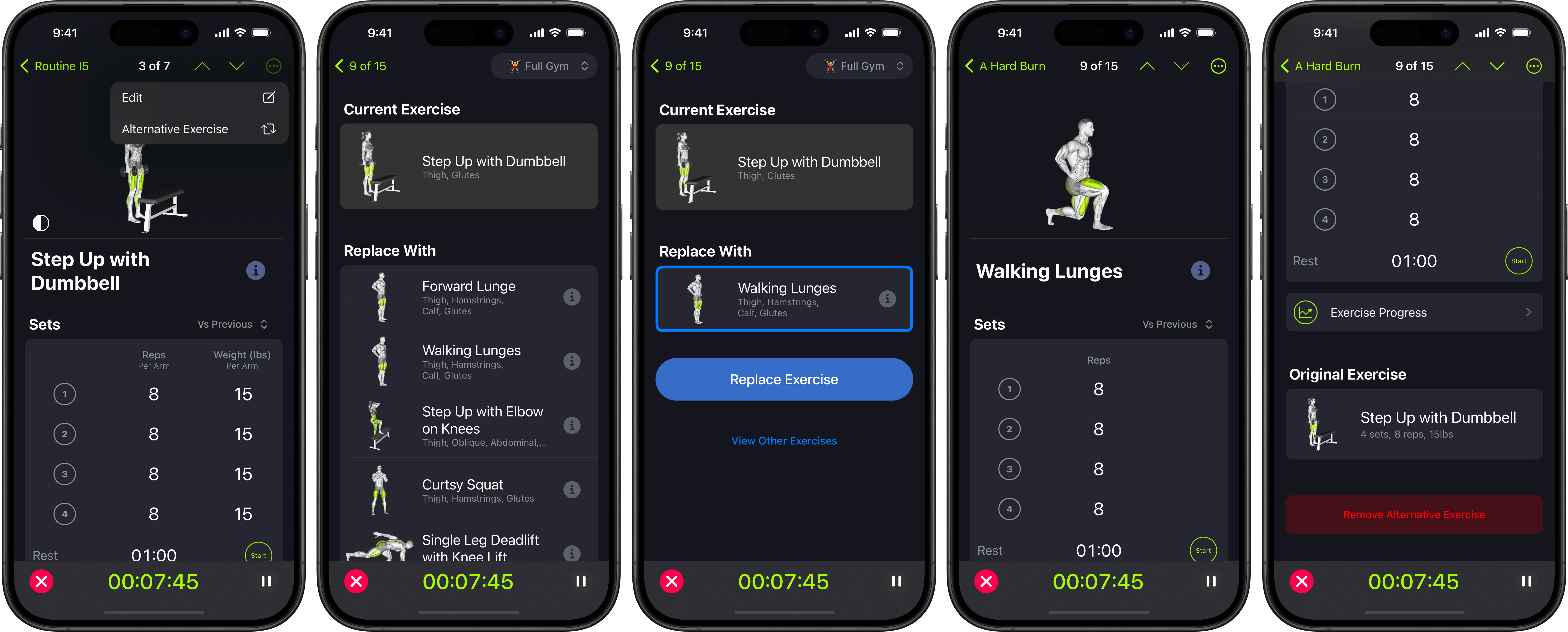 Alternative exercise suggestions mid-workout in SmartGym