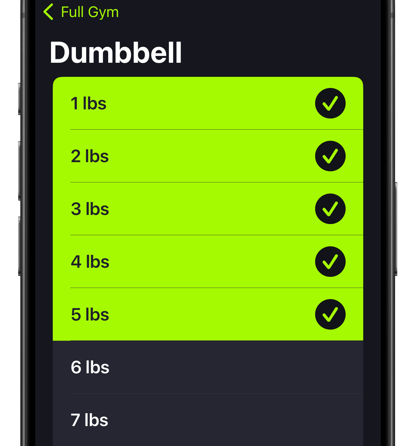Personalize available weights in SmartGym