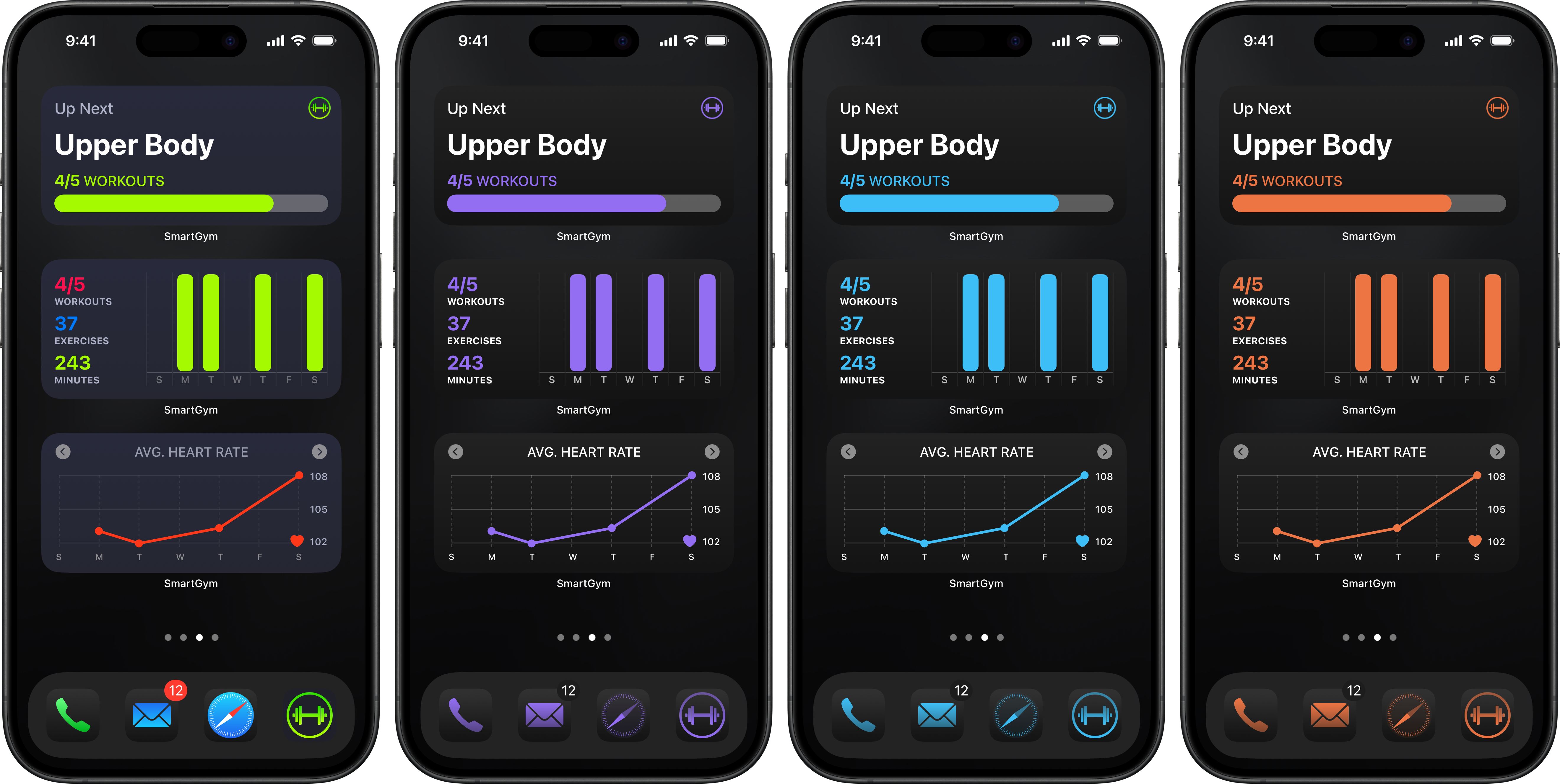 Customizable app icon and widgets with color tinting in SmartGym