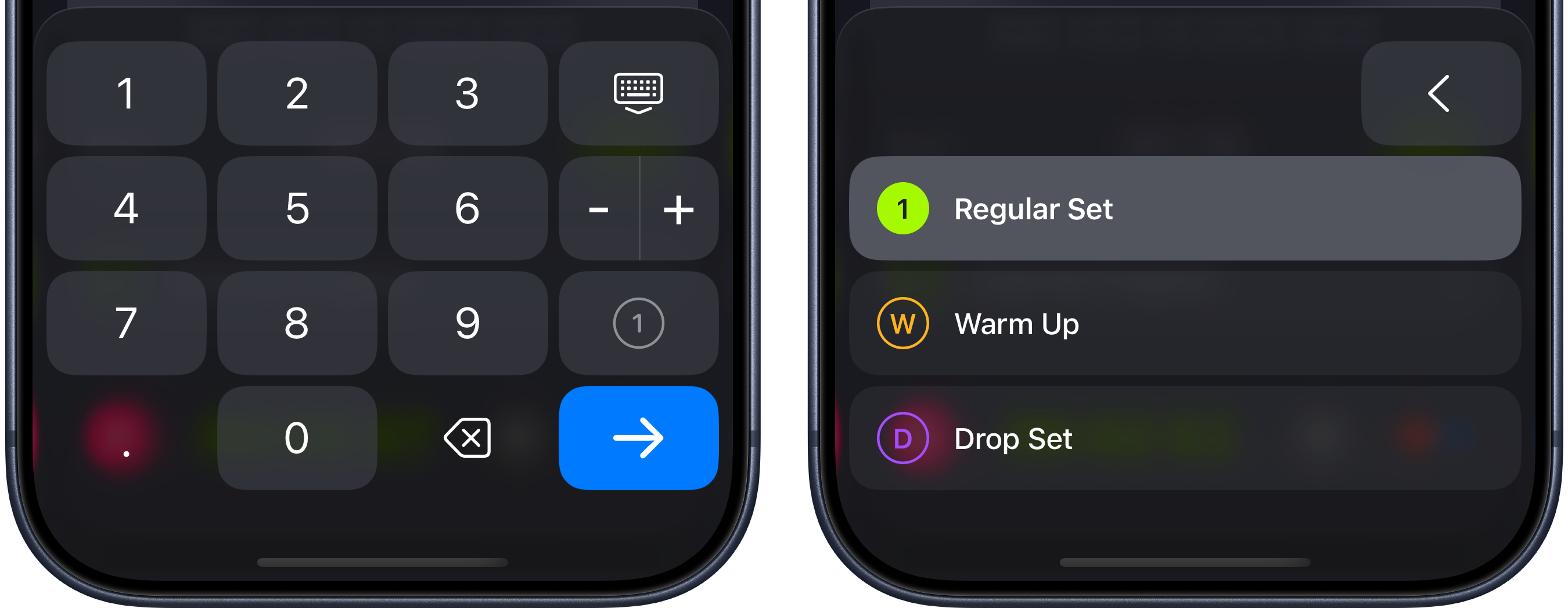 The all-new custom SmartGym keyboard with + and − shortcuts